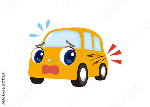 キズがついちゃった、かわいいイエローの車