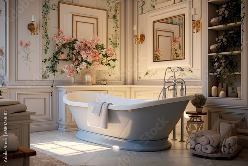 English country style bathroom interior 