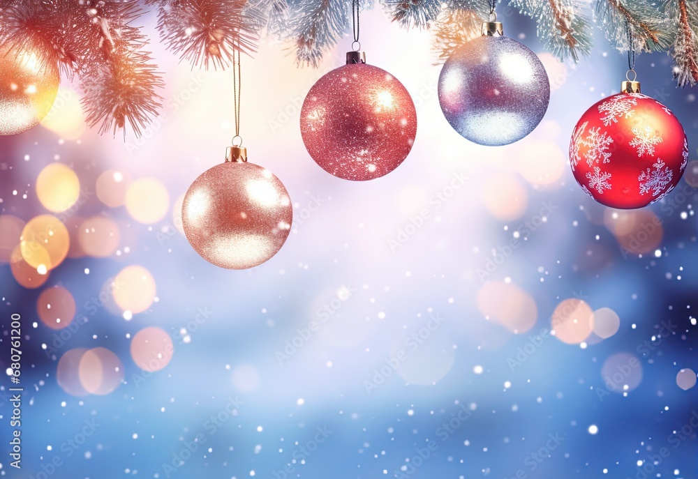 Christmas Balls Hanging Fir Branches Christmas Balls Hanging Fir Branches