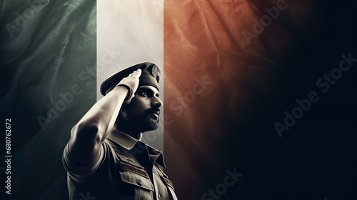 Indian soldier saluting w photo
