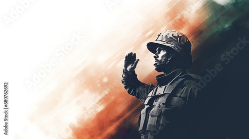 Indian soldier saluting  photo