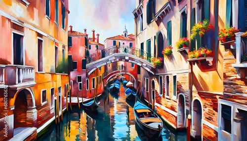 Oil painting impressionism, Venice type paintings, works of art, photo