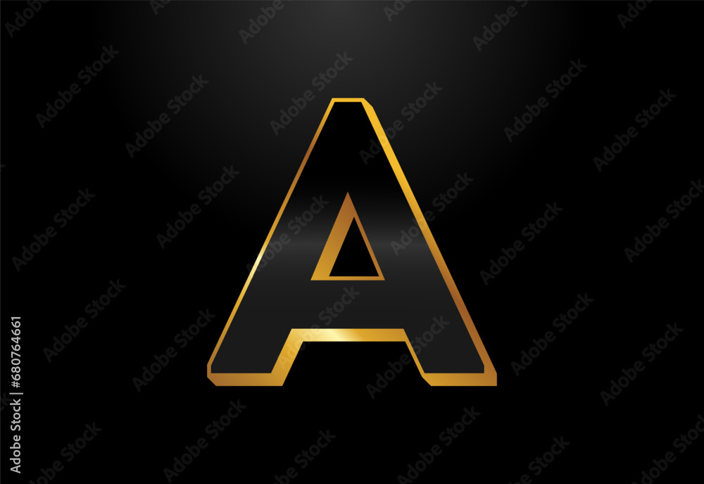 Gold and black color alphabet A. Elegant Gold Color alphabet vector illustration Gold and black color alphabet A. Elegant Gold Color alphabet vector illustration