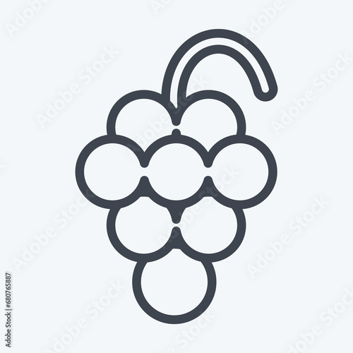 Icon Grape. suitable for education symbol. line style. simple design editable. design template vector. simple illustration