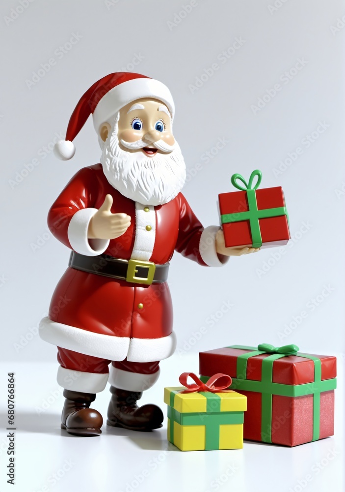 3D Toy Of Santa Claus Giving Gifts To Children At A Hospital On A White Background. 3D Toy Of Santa Claus Giving Gifts To Children At A Hospital On A White Background.