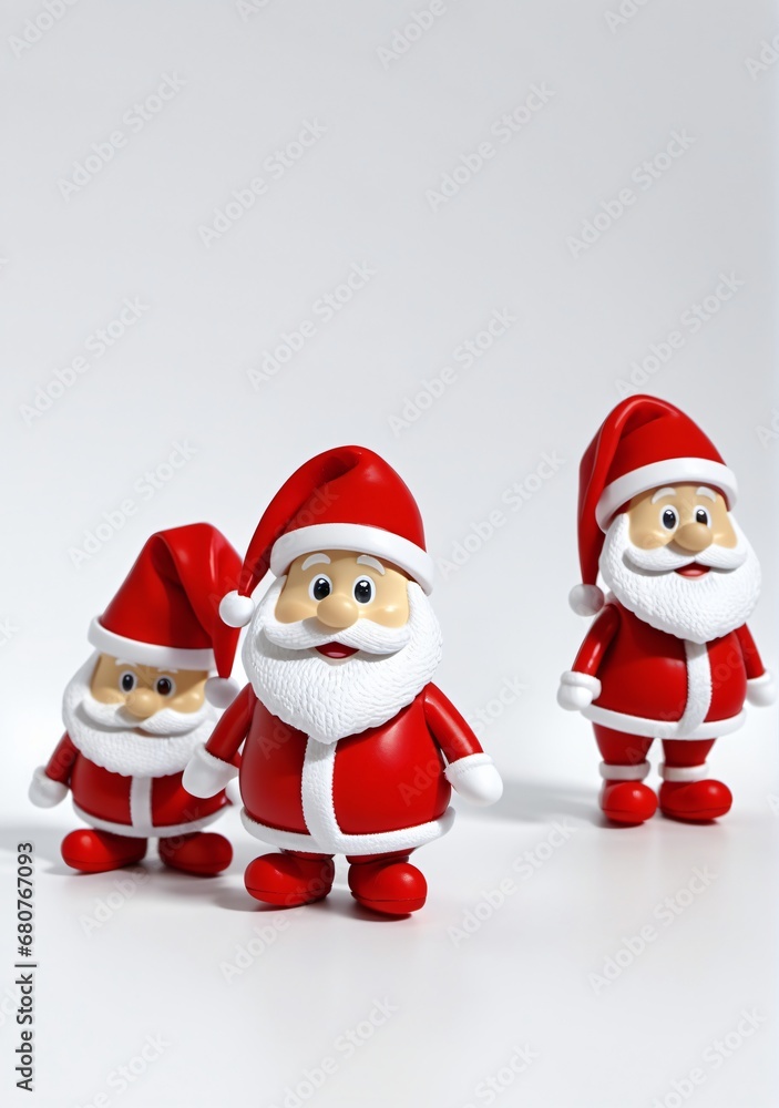 3D Toy Of Santa Claus Trying On Different Hats On A White Background. 3D Toy Of Santa Claus Trying On Different Hats On A White Background.