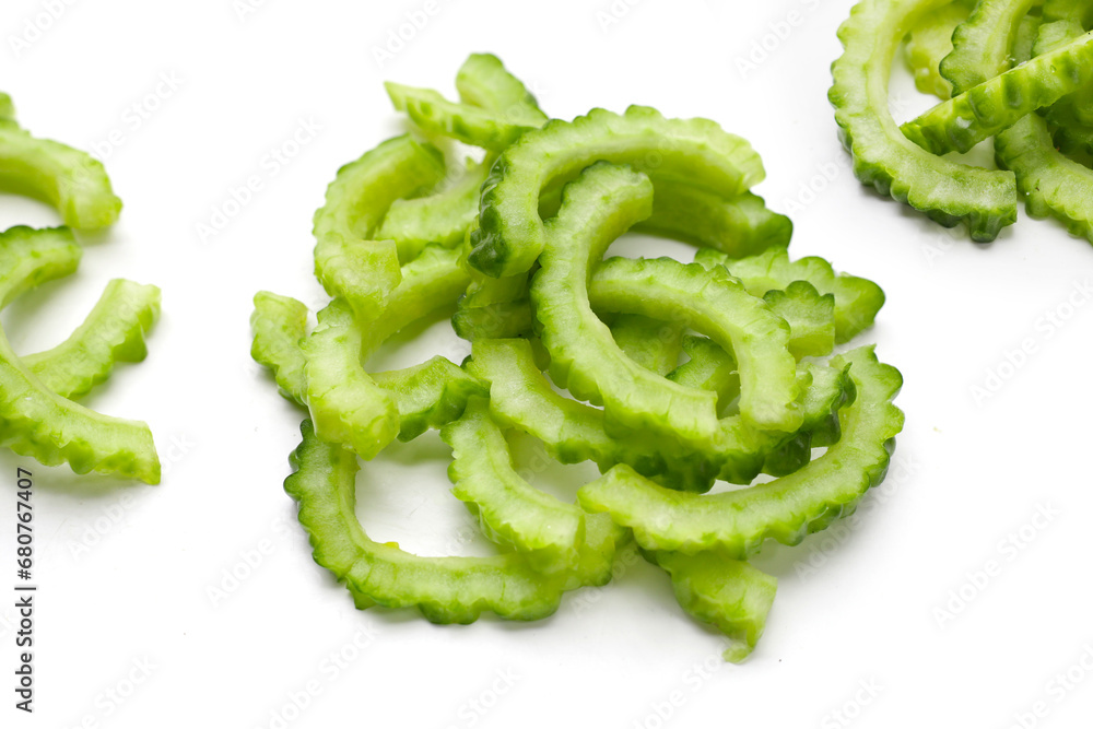 Bitter melon on white background. Bitter melon on white background.
