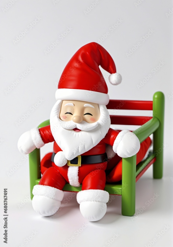 3D Toy Of Santa Claus Taking A Nap In His Cozy Bed On A White Background. 3D Toy Of Santa Claus Taking A Nap In His Cozy Bed On A White Background.