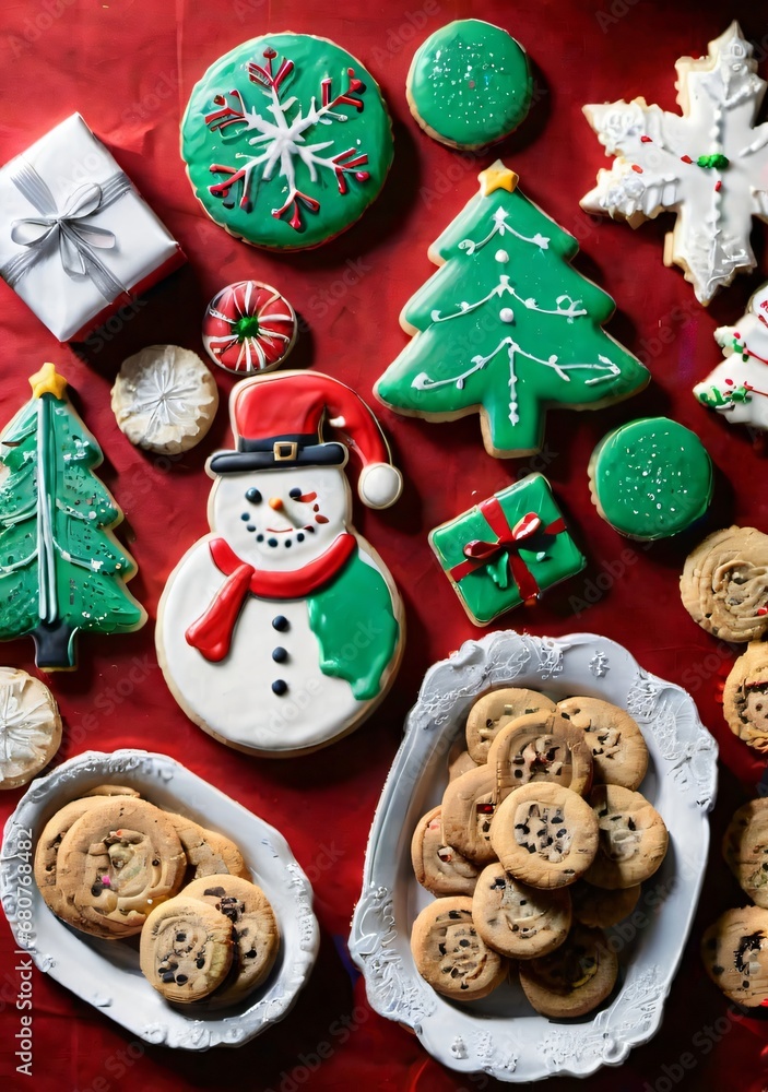 A Christmas Cookie Exchange Party, With A Variety Of Cookies On Display.
