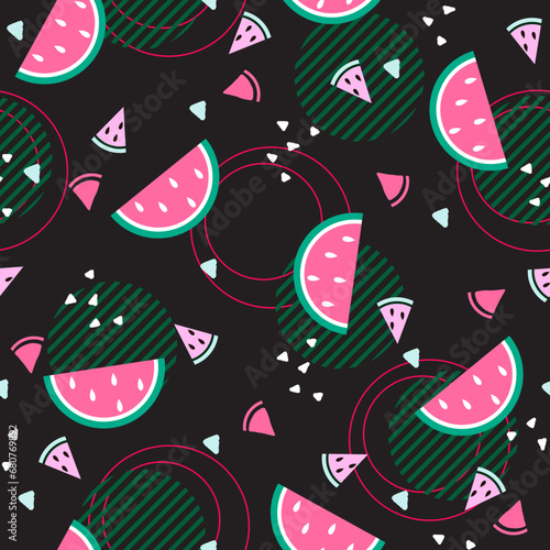 Fruity Abstraction Watermelon Mosaic Vector Pattern