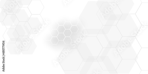 Seamless pattern with hexagon. White Hexagonal Background. Luxury honeycomb grid White Pattern. Vector Illustration. 3D Futuristic abstract honeycomb mosaic white background. geometric mesh cell text.