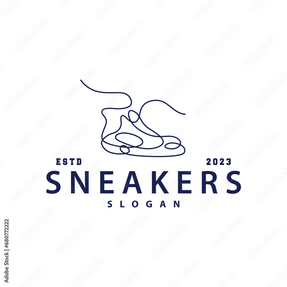 Fototapeta premium Shoe Logo, Minimalist Line Style Sneaker Shoe Design Simple Fashion Product Brand