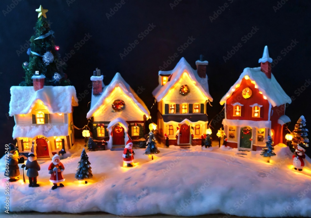 A Christmas Village Display With Soft, Glowing Lights.