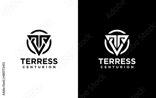 centurion warrior and letter t logo design element- security business visual identity template