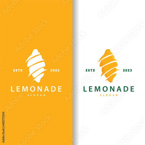 Lemon Logo, Fresh Lemon Juice Illustration Design For Minimalist, Elegant, Luxurious Plantation