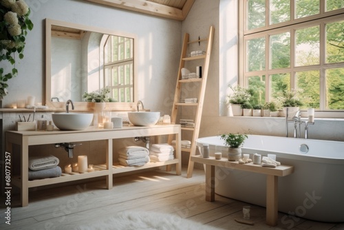 Modern farmhouse bathroom interior background