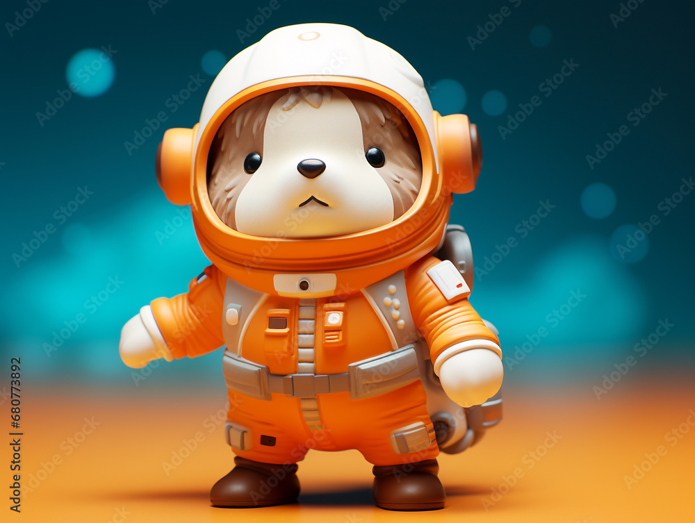 A Cute 3D Mole Dressed Up as an Astronaut A Cute 3D Mole Dressed Up as an Astronaut