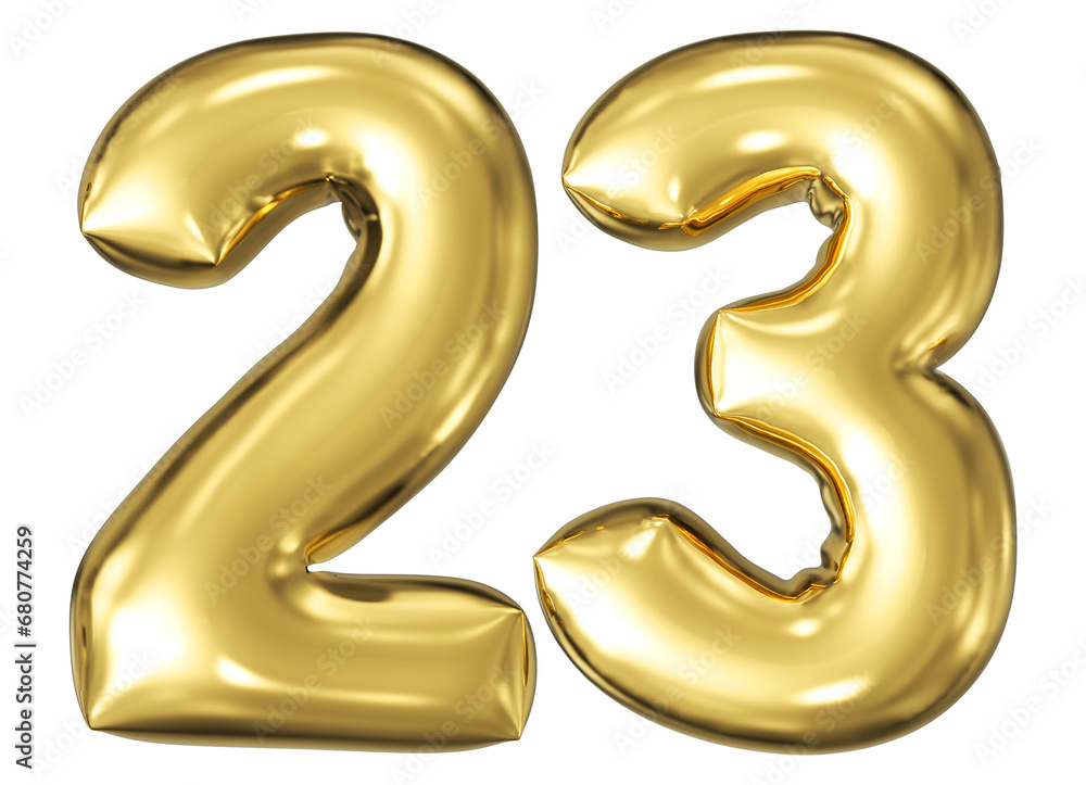 gold number 23 - balloon 3d render gold number 23 - balloon 3d render