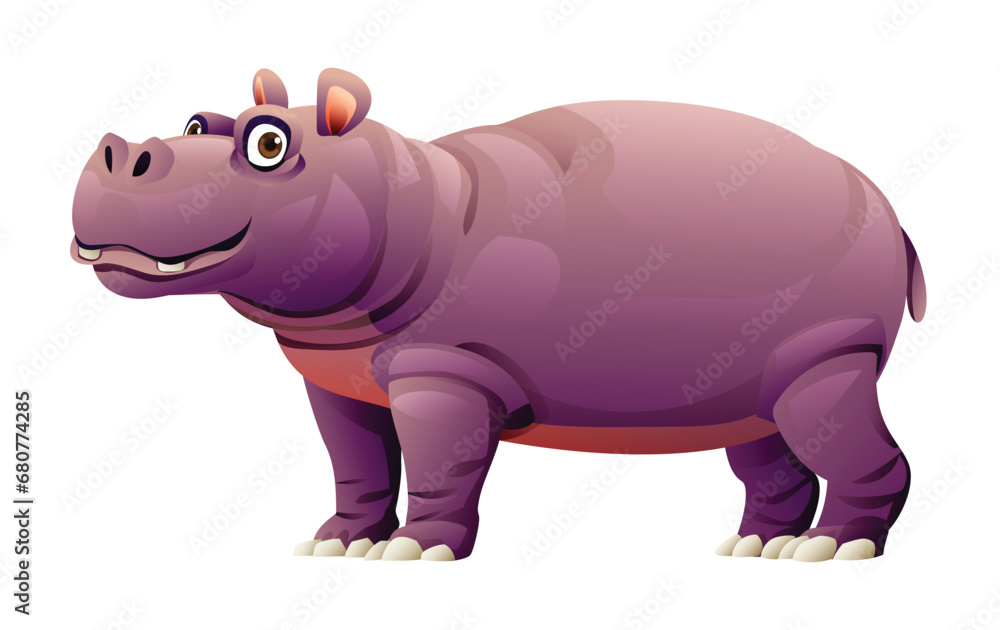 Obraz premium Hippopotamus vector cartoon illustration isolated on white background
