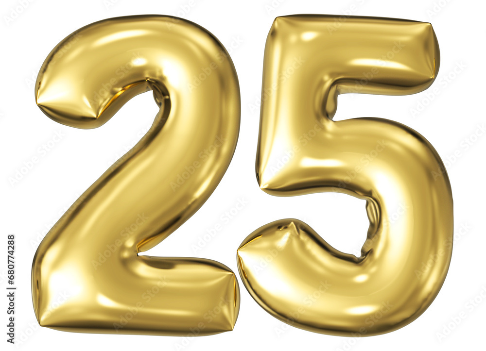 gold number 25 - balloon 3d render gold number 25 - balloon 3d render