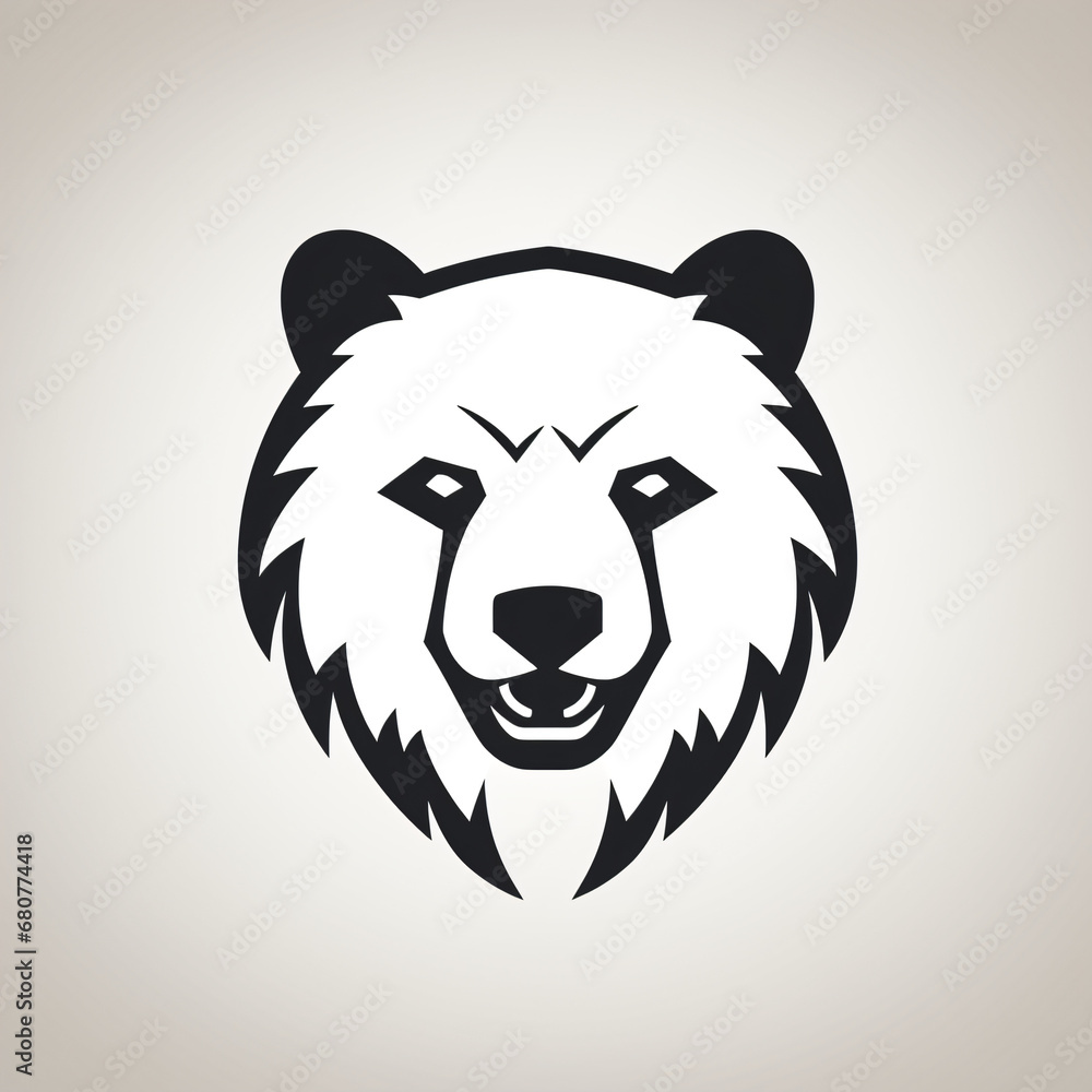 A black and white bear head logo on a white background A black and white bear head logo on a white background