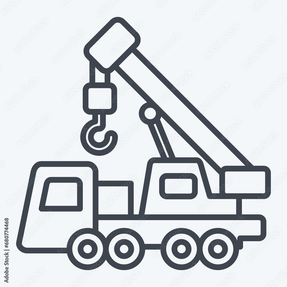 Icon Crane. related to Construction Vehicles symbol. line style. simple design editable. simple illustration Icon Crane. related to Construction Vehicles symbol. line style. simple design editable. simple illustration