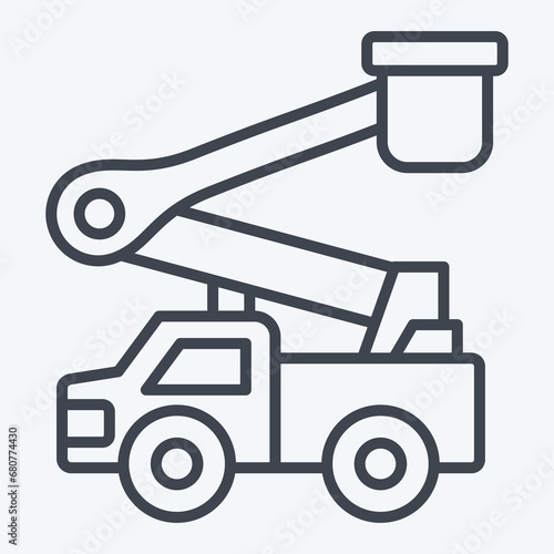 Icon Bucket Truck. related to Construction Vehicles symbol. line style. simple design editable. simple illustration