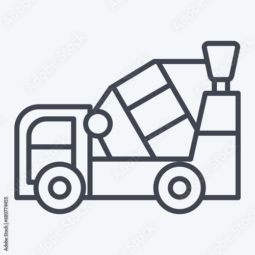 Icon Concrete Mixer. related to Construction Vehicles symbol. line style. simple design editable. simple illustration photo