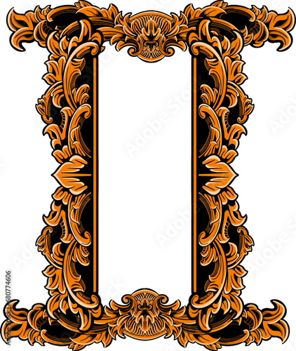 Vector beautifull and luxurious classic engraving frame vector design color editable