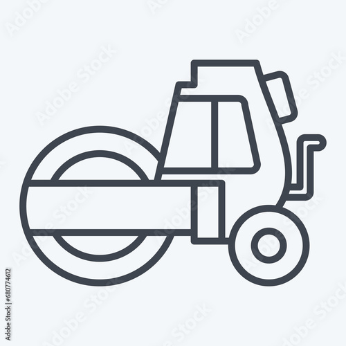 Icon Steamroller. related to Construction Vehicles symbol. line style. simple design editable. simple illustration photo