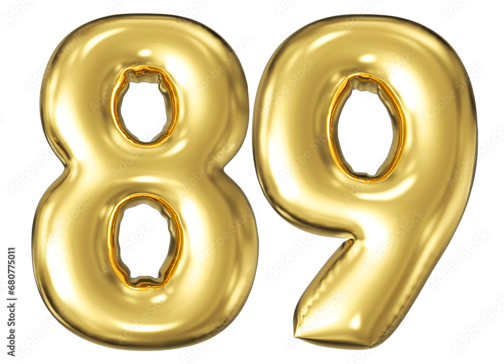 gold number 89 - balloon 3d render gold number 89 - balloon 3d render