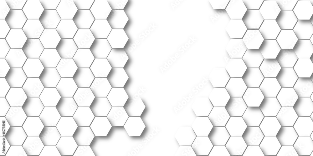 Background with hexagons White Hexagonal Background. Luxury honeycomb grid White Pattern. Vector Illustration. 3D Futuristic abstract honeycomb mosaic white background. geometric mesh cell texture.
Background with hexagons White Hexagonal Background. Luxury honeycomb grid White Pattern. Vector Illustration. 3D Futuristic abstract honeycomb mosaic white background. geometric mesh cell texture.