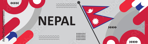 Nepal National day or Happy Teej Festival banner creative banner,Nepali flag color background, independence day banner background..eps photo