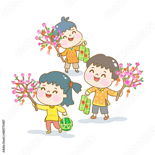 Cartoon Veitnam new year character.