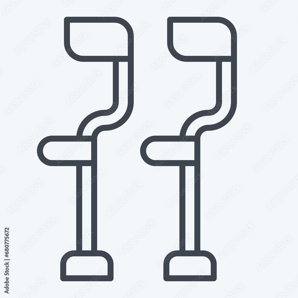 Icon Crutches. related to Orthopedic symbol. line style. simple design editable. simple illustration Icon Crutches. related to Orthopedic symbol. line style. simple design editable. simple illustration