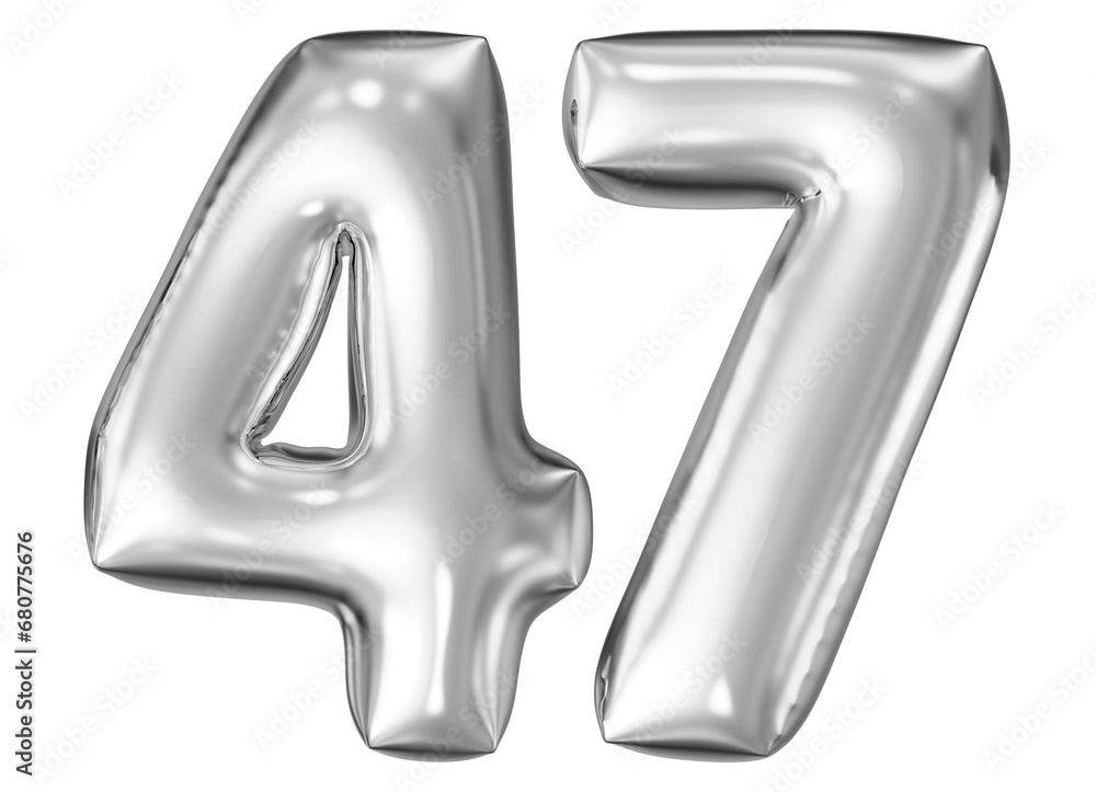 silver number 47 - balloon 3d render silver number 47 - balloon 3d render