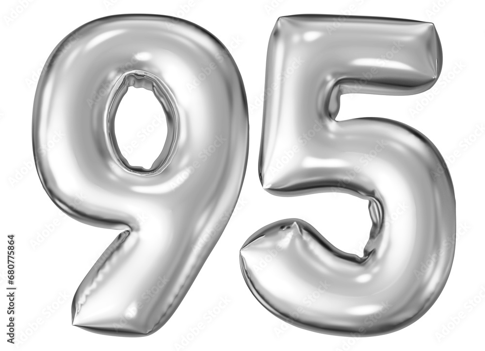 silver number 95 - balloon 3d render silver number 95 - balloon 3d render