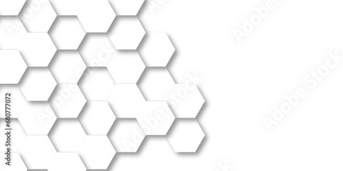 Background with hexagons White Hexagonal Background. Luxury honeycomb grid White Pattern. Vector Illustration. 3D Futuristic abstract honeycomb mosaic white background. geometric mesh cell texture.