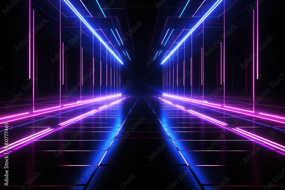 abstract background with high-speed and moving neon futuristic technology background. Generative Ai.