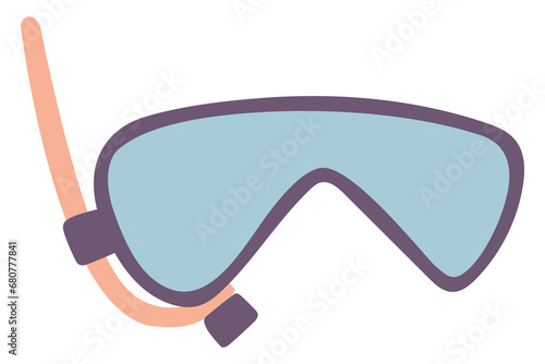 Diving mask with snorkel flat icon, flat vector illustration.