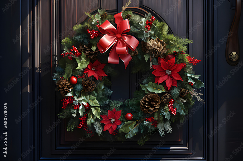 christmas wreath on the door ai generative christmas wreath on the door ai generative