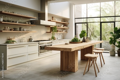 Organic mininmalist kitchen interior  photo