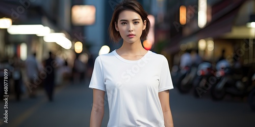woman wearing a white t-shirt, generative AI