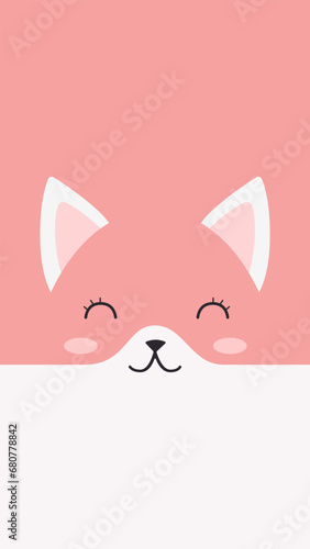 Cute cat. Woodland forest animal. Poster for baby room. Childish print for nursery.