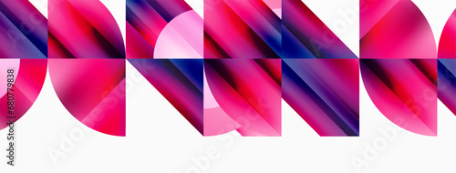 Minimalist background with square-tiled geometric circles, symphony of precise patterns. Interlocking shapes create tranquil yet captivating backdrop, blending modernity and structured elegance