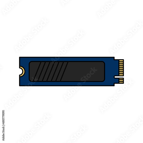 NVMe M.2 PCI-Express (PCI-E) Solid State Drive (SSD) in lineal color icon. Vector illustration of computer peripheral in trendy style. Editable graphic resources for many purposes.