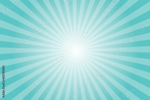 Medium turquoise sunburst background. Sun beam ray sunburst pattern background. Retro bright backdrop. starburst wallpaper. Circus poster.