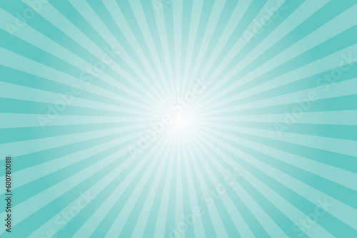 Turquoise blue sunlight horizontal background. Starburst background. Sun beam ray sunburst pattern background. Retro bright backdrop. starburst wallpaper. Circus poster.