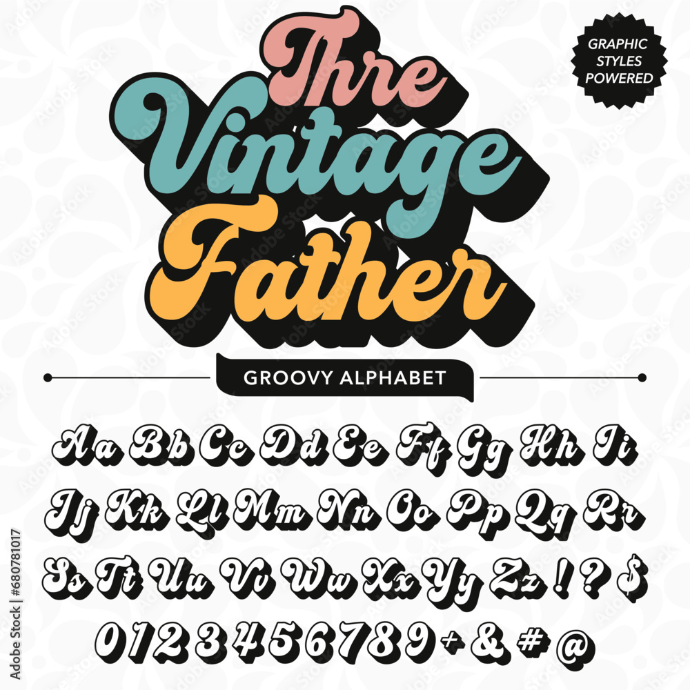 Fototapeta premium Abstract black and white the vintage father Script Retro Font template