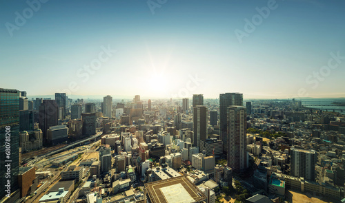 Panorama Osaka city skyline view from Umeda sky building during sunrise. © Image Craft